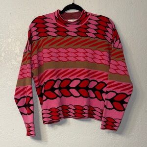 Never Fully Dressed Pink and Red Patterned Sweater